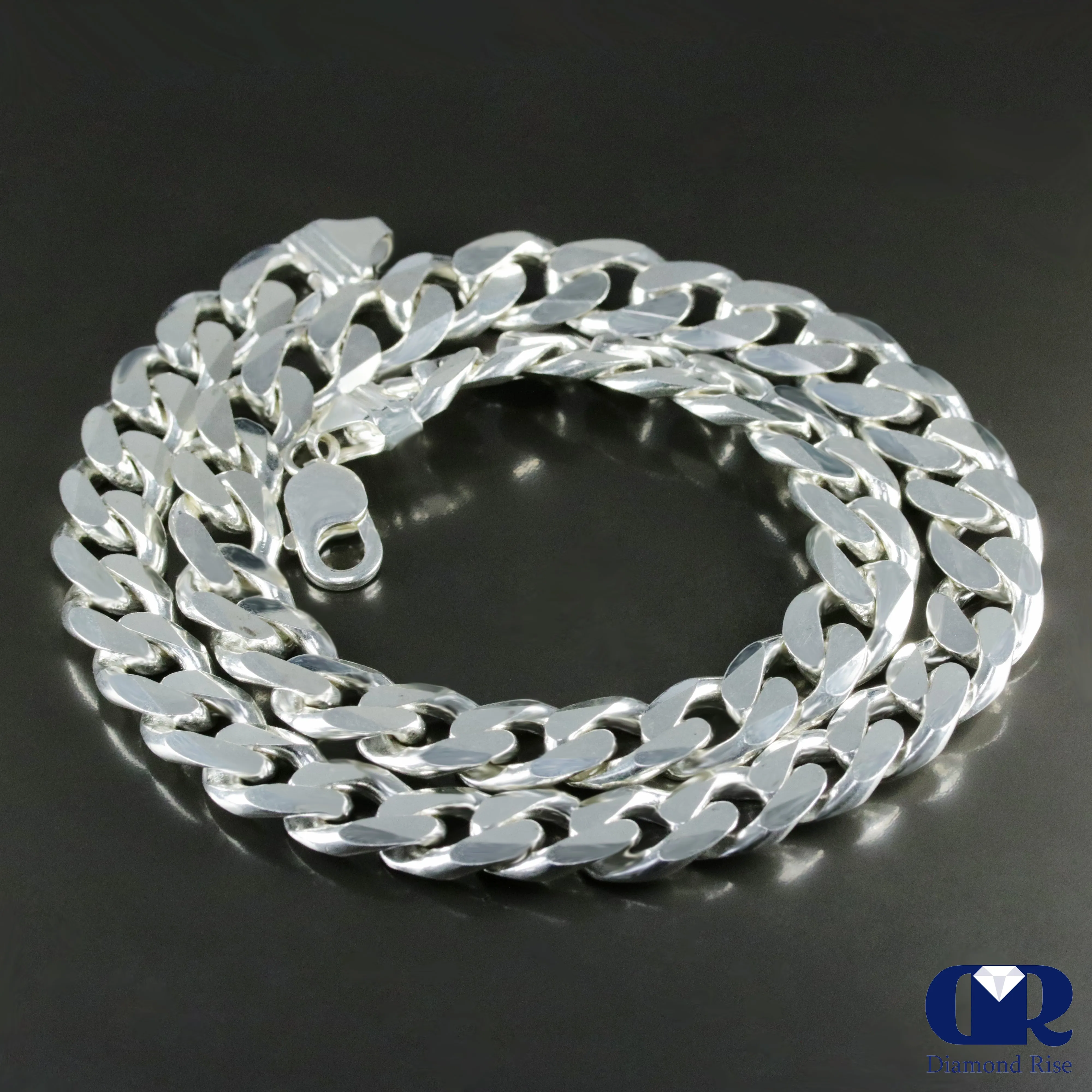 20" Men's 14K White Gold Cuban Chain Necklace 13 mm