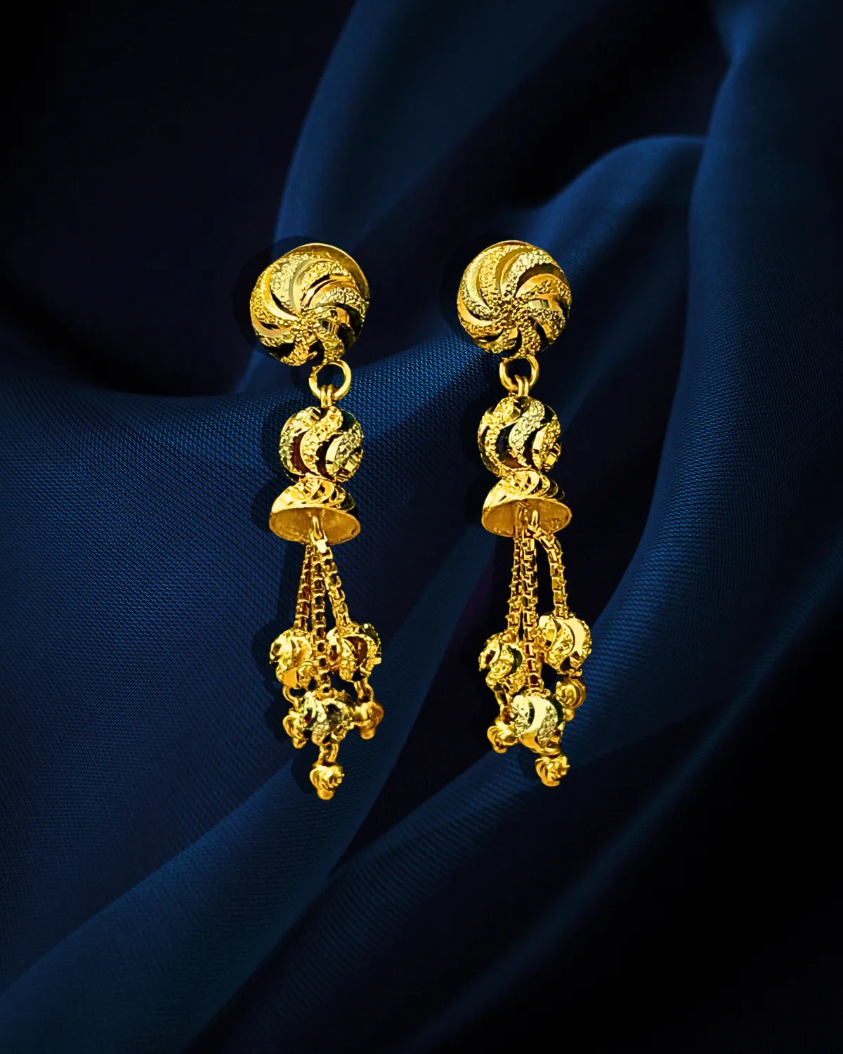 22KT Gold Designer Chain and Earrings Set with Silver Beads (D132)
