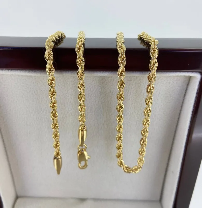 3mm Thin Gold Rope Chain 18/22 Inches