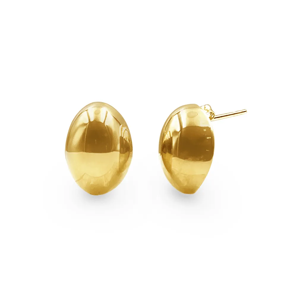 9ct Yellow Gold Silver Filled Organic Dome Stud Earrings