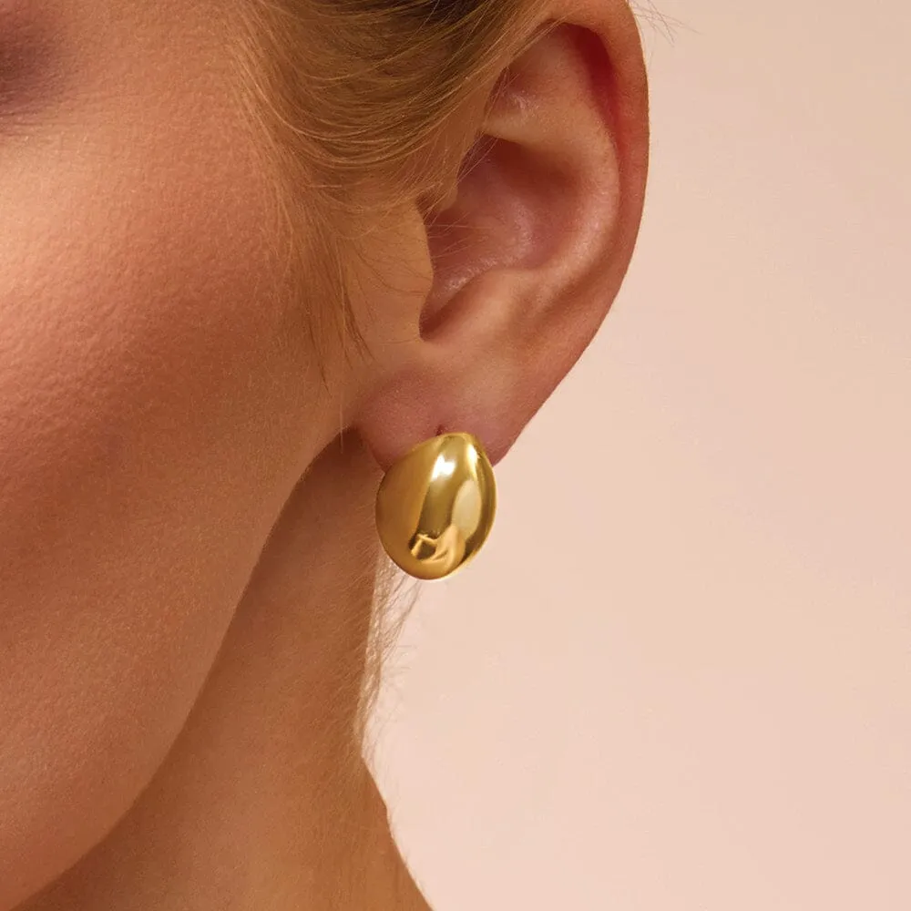 9ct Yellow Gold Silver Filled Organic Dome Stud Earrings