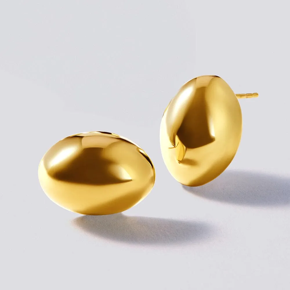 9ct Yellow Gold Silver Filled Organic Dome Stud Earrings