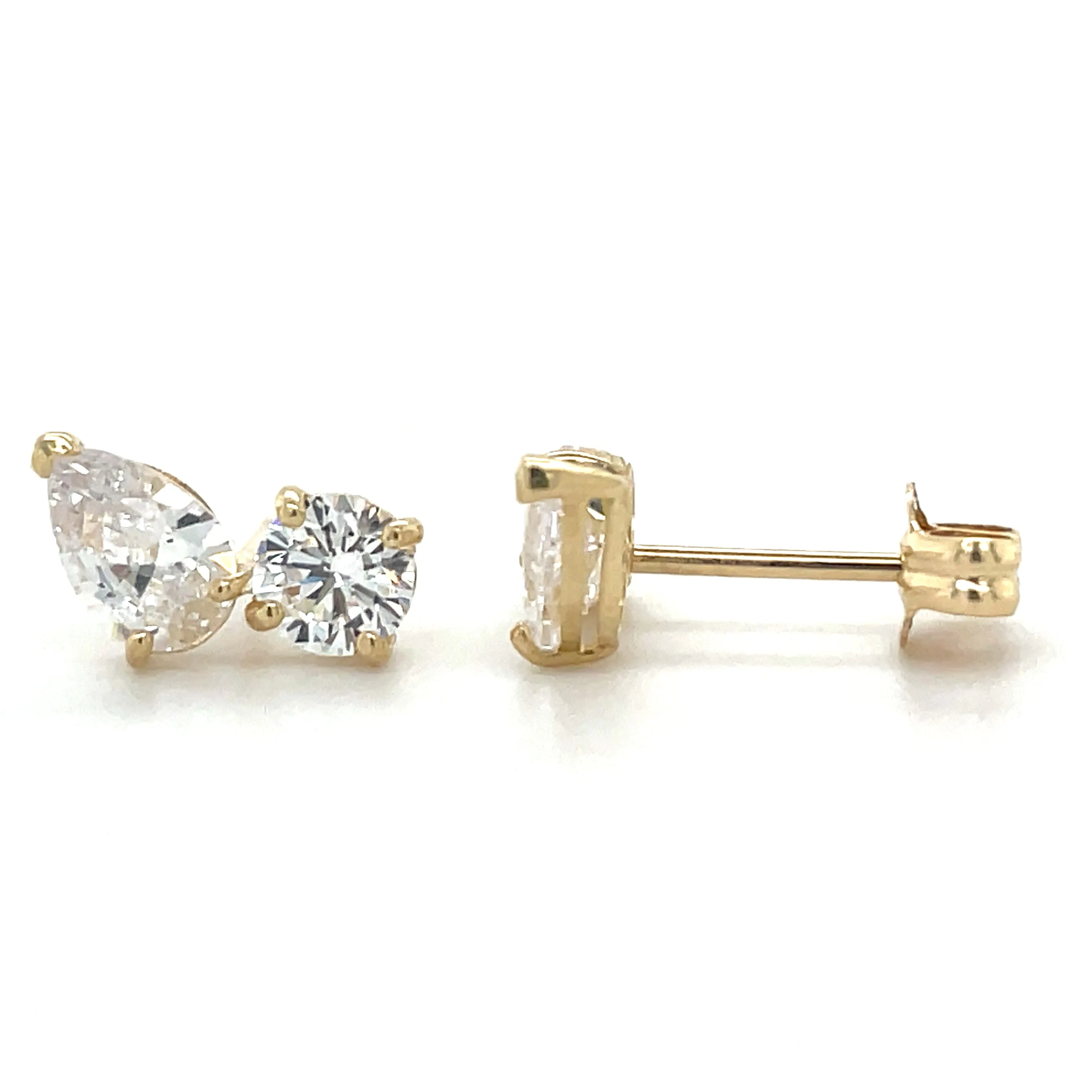 9ct Yellow Gold Toi Et Moi Cz Earrings
