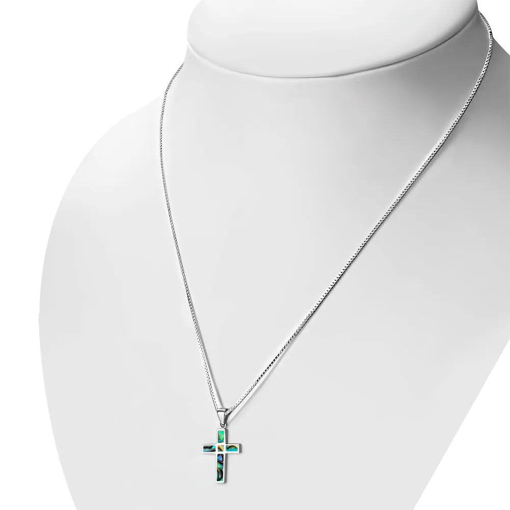 Abalone Shell Cross Silver Pendant
