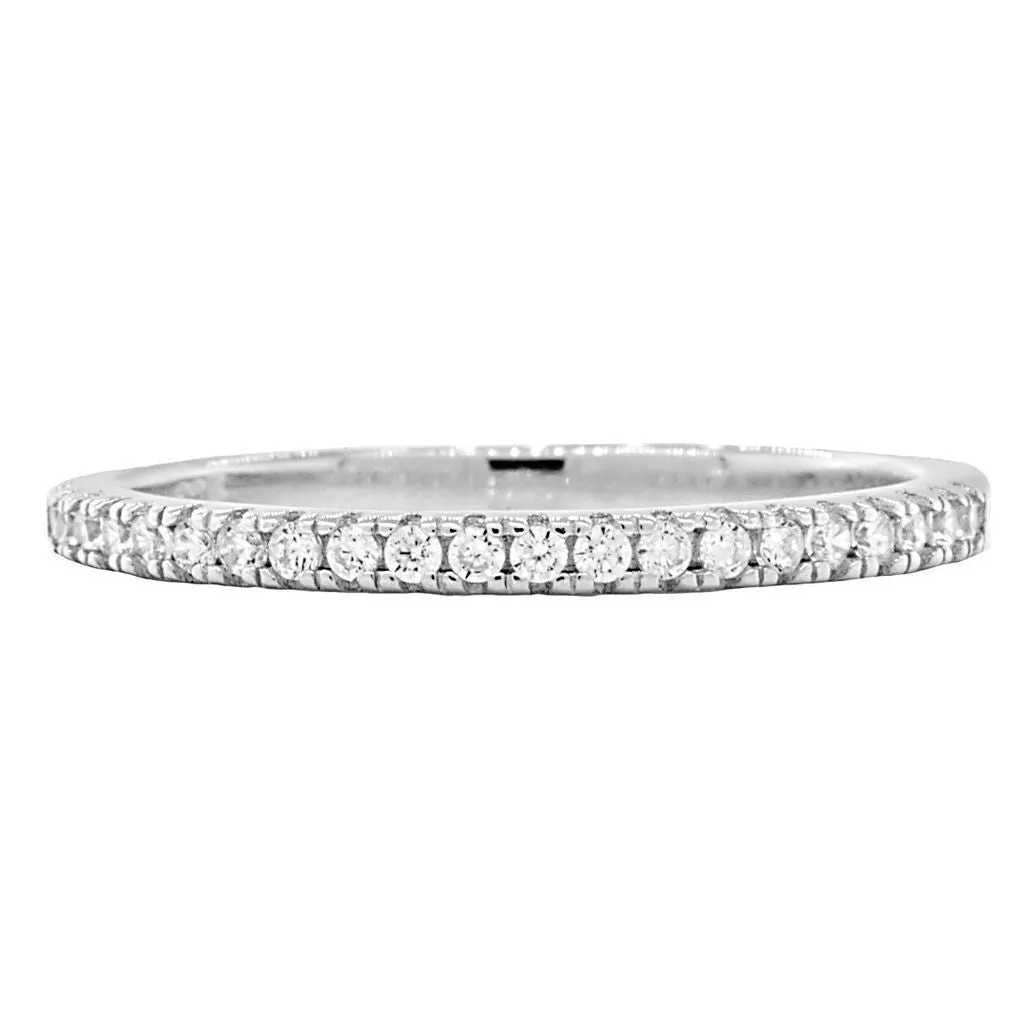 Acotas B: 0.315ct Russian IOF CZ Semi-Eternity Silver Wedding Band