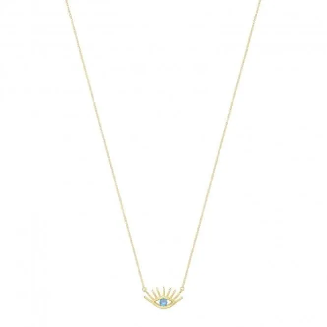 Acotis Silver Necklace Gold Plated Evil Eye G3392GP