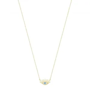 Acotis Silver Necklace Gold Plated Evil Eye G3392GP