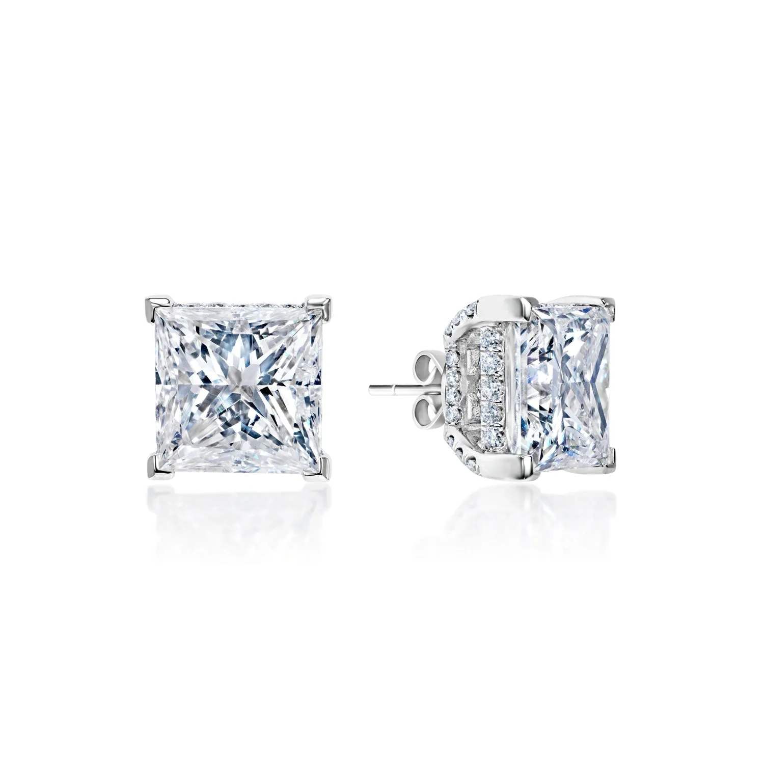 Addilyn 14 Carats G - F VS2 Princess Cut Diamond Stud Earrings in Platinum
