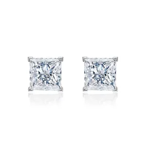Addilyn 14 Carats G - F VS2 Princess Cut Diamond Stud Earrings in Platinum