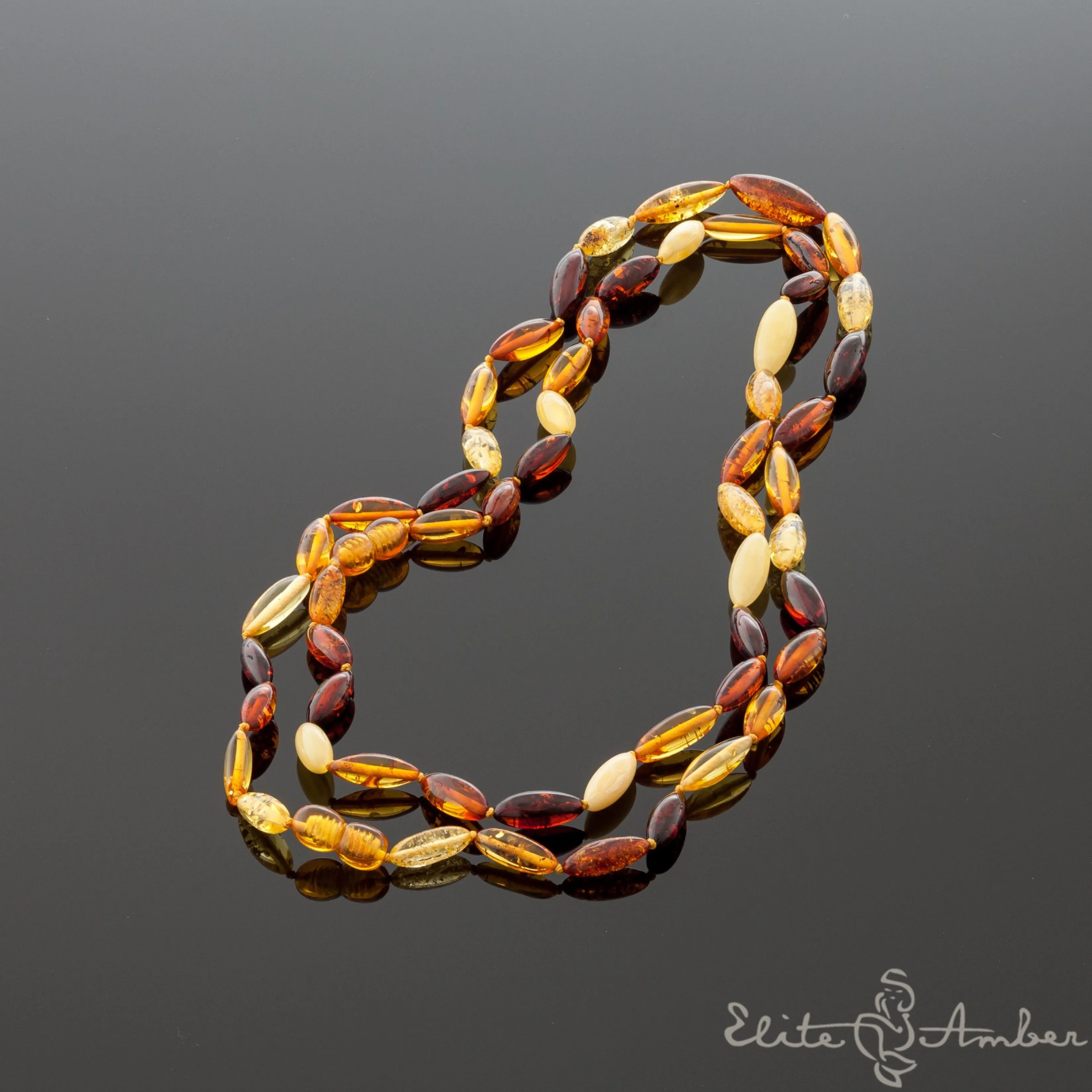 Amber necklace "Colorful grains"