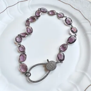 Amethyst Necklace with Pave Diamond Lock