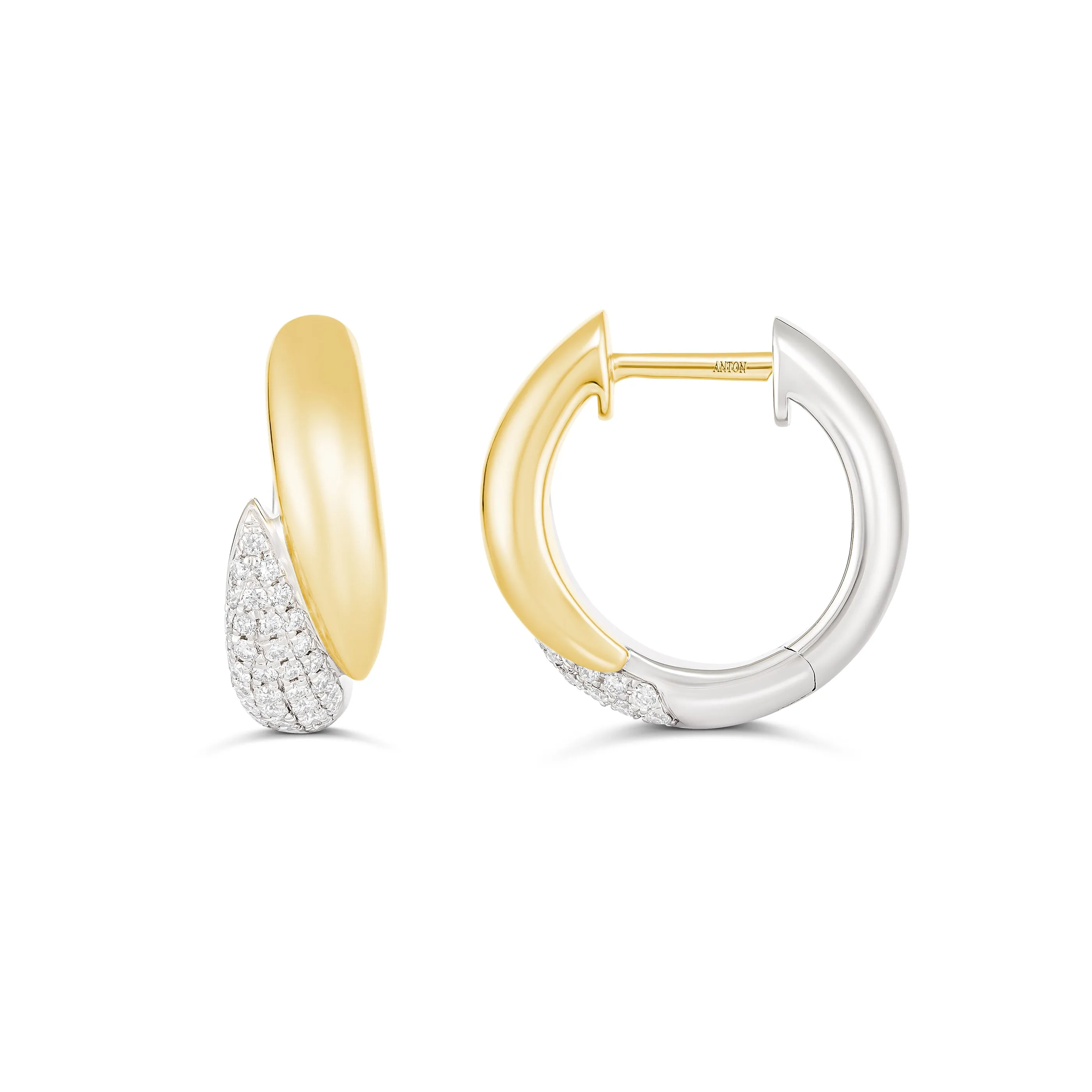Artisan Two Tone Diamond Huggies Large