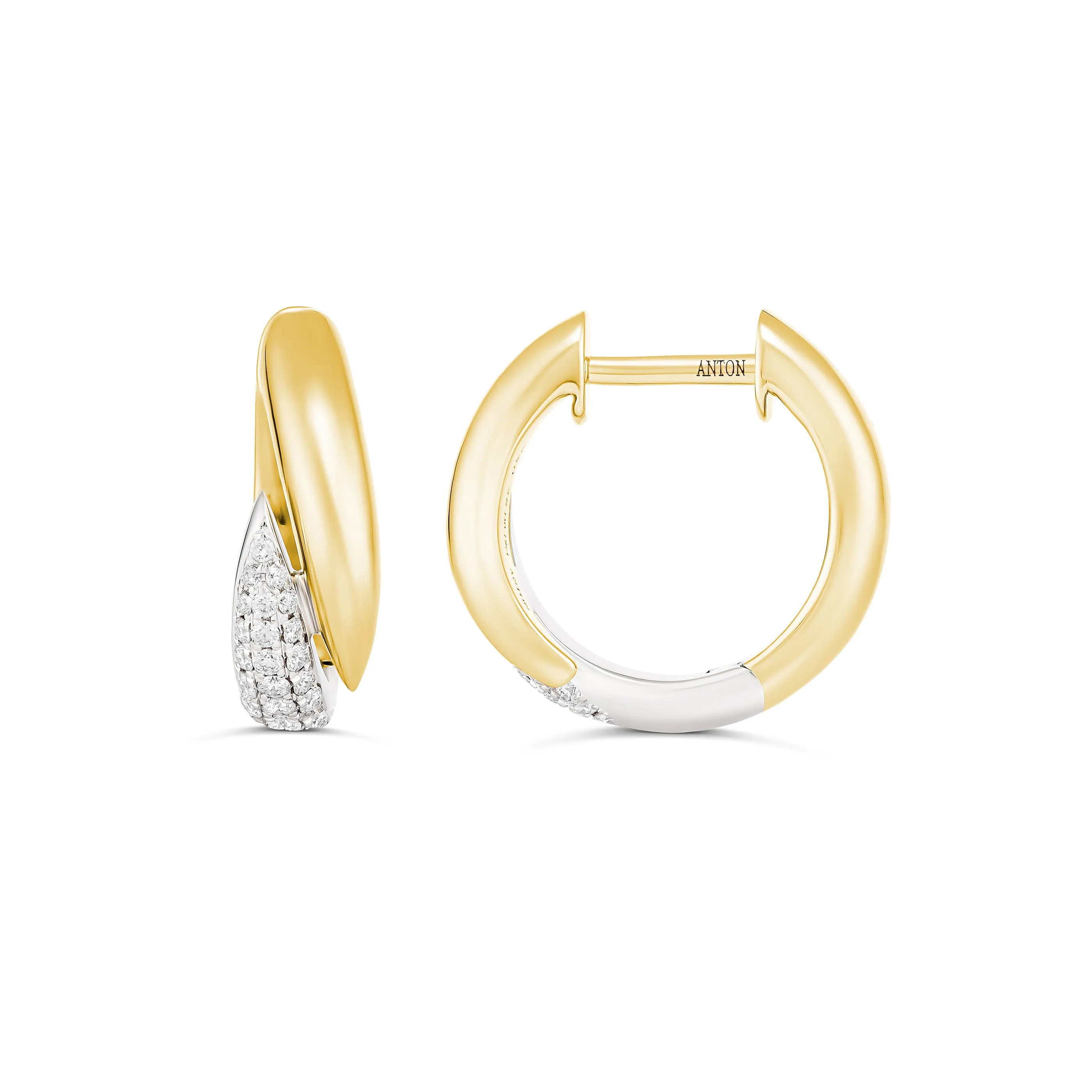 Artisan Two Tone Diamond Huggies Large