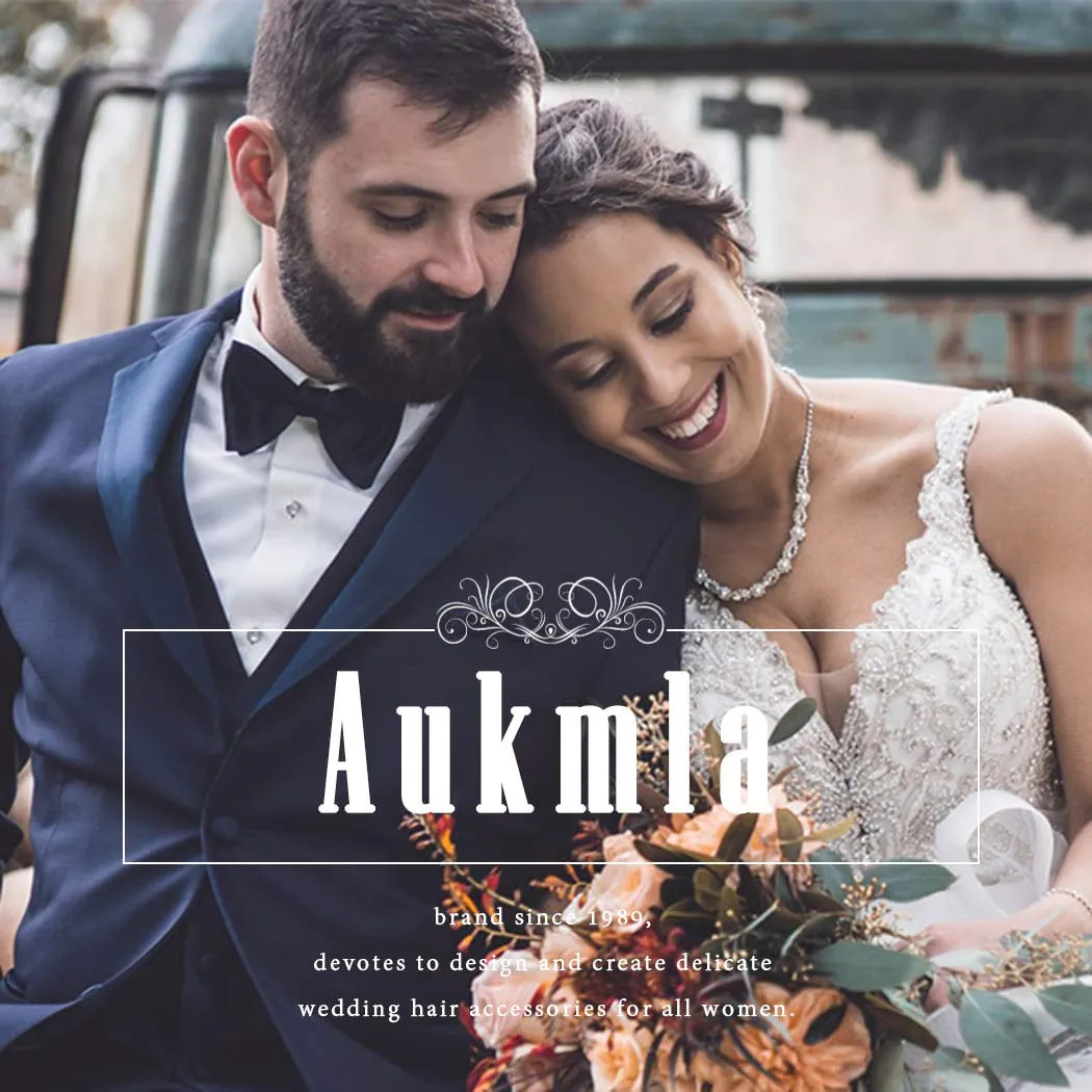 Aukmla Bride Pearl Wedding Necklace Earrings Set Silver Crystal Necklaces Rhinestone Necklaces Jewelry Accessories for Women and Girls (Set of 3)