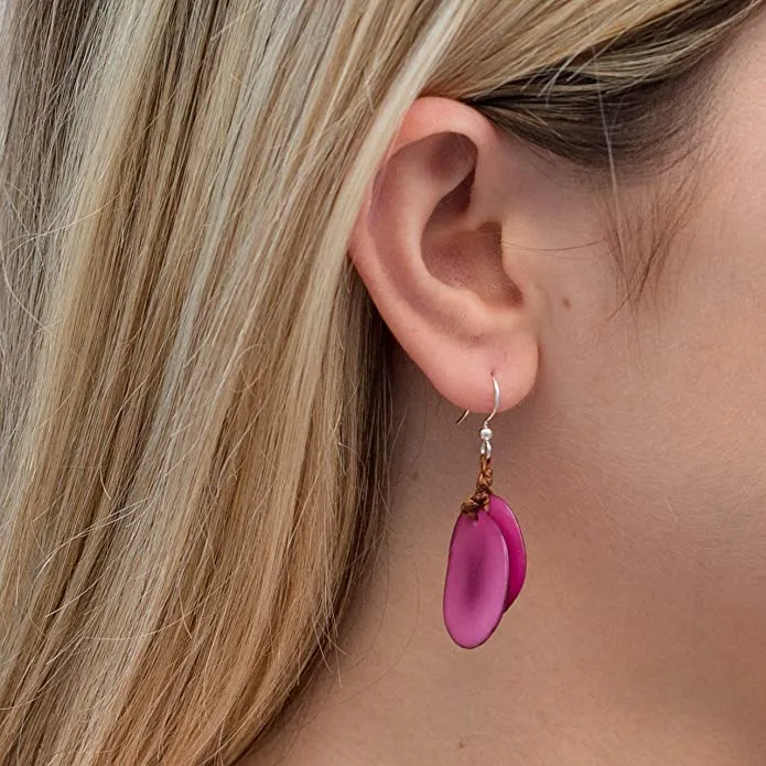 Bohemian Drop Dangle Earring for Women/Dangling Small Lightweight Pendant Earring with Turquoise,Pink,Ivory,or Black Pendants and Sustainable EarRing