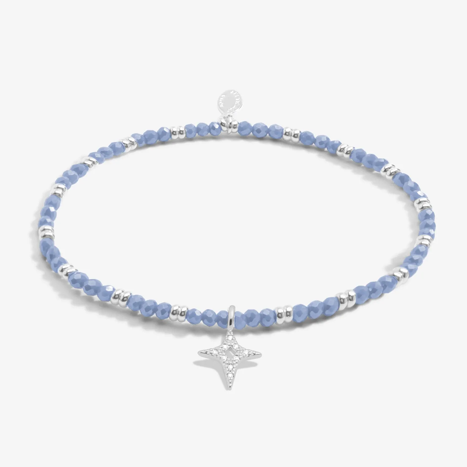 Boho Beads Star Dark Blue Silver Plated Bracelet 7769