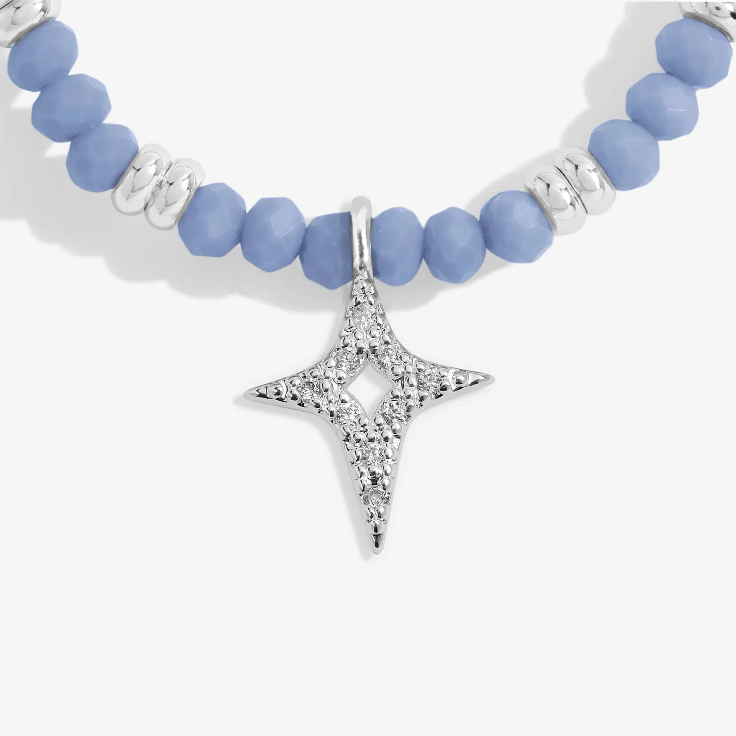 Boho Beads Star Dark Blue Silver Plated Bracelet 7769