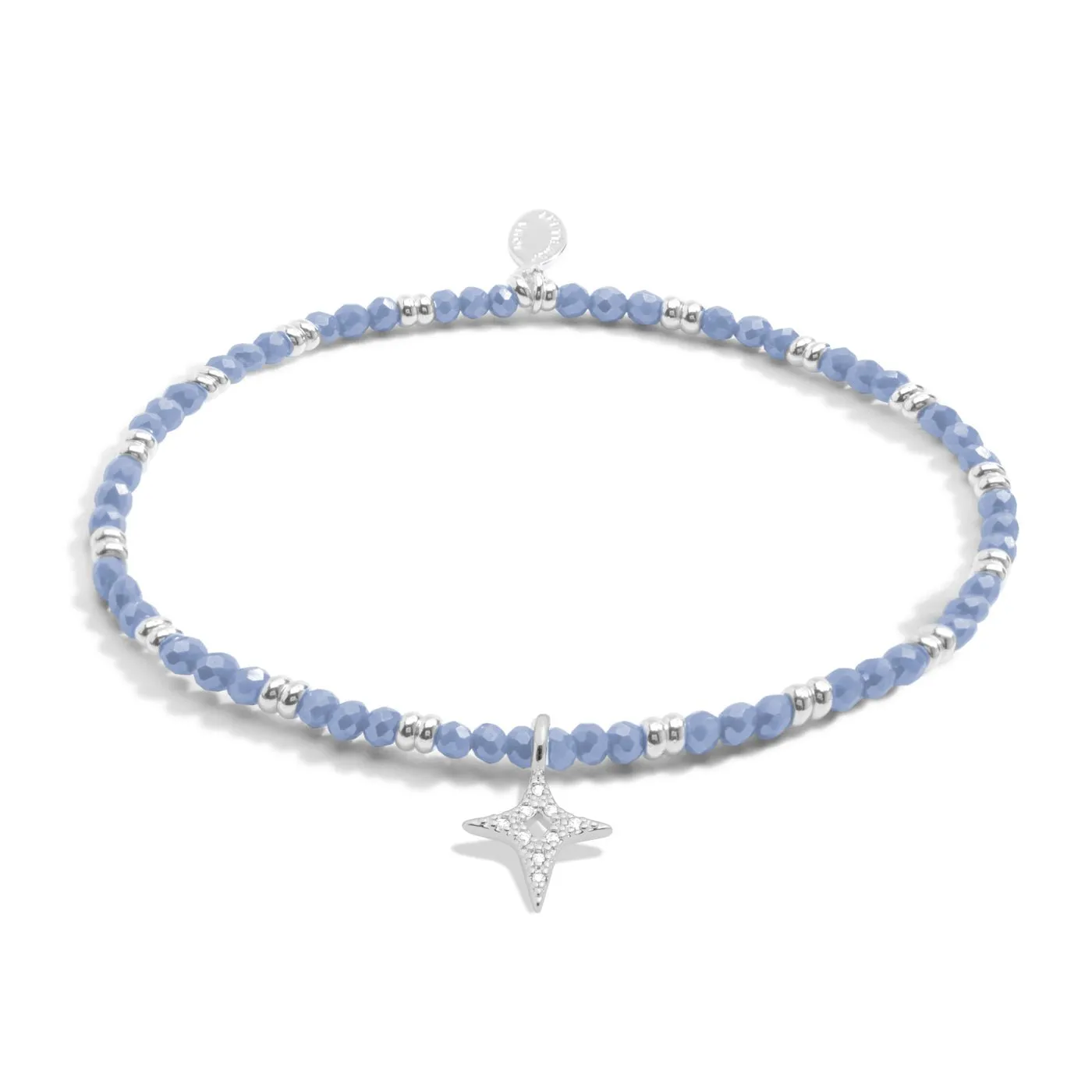 Boho Beads Star Dark Blue Silver Plated Bracelet 7769