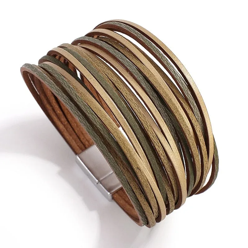 Boho Multilayer Mint Leather Bracelet