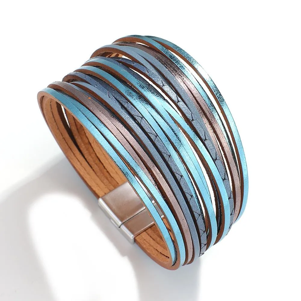 Boho Multilayer Mint Leather Bracelet