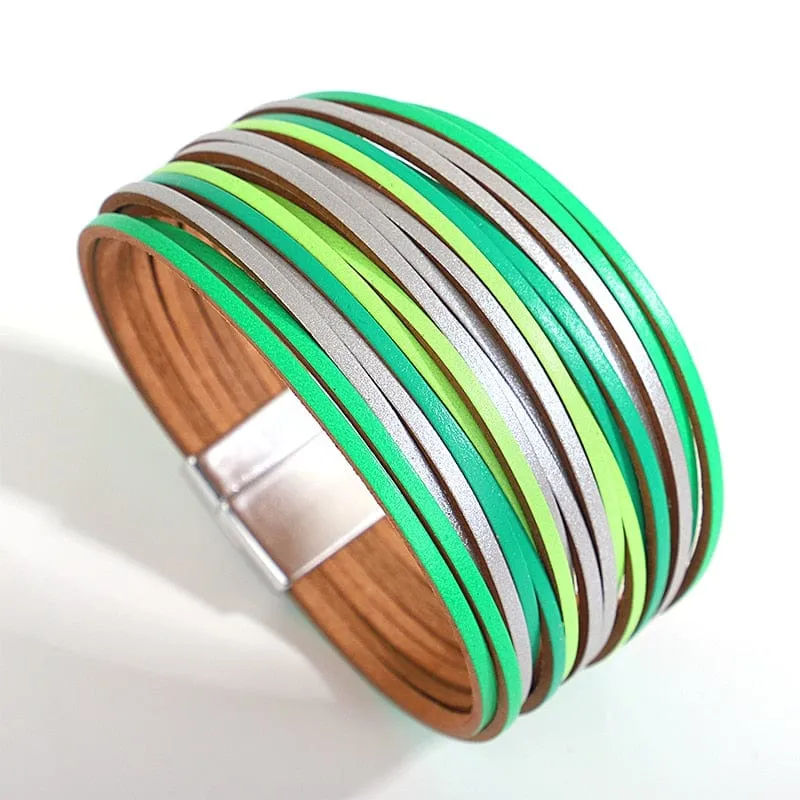Boho Multilayer Mint Leather Bracelet