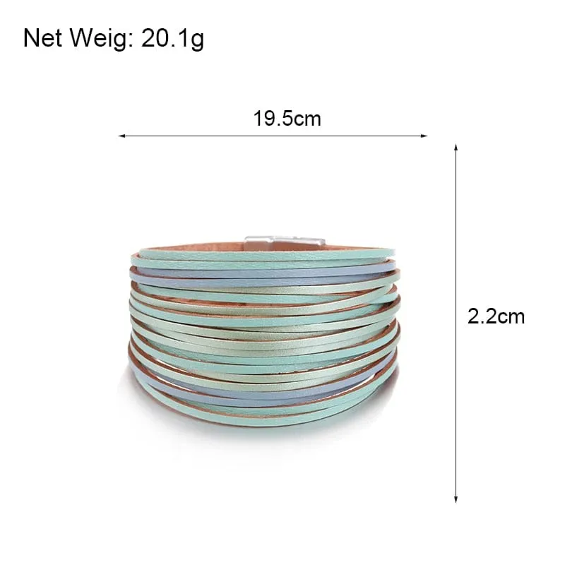 Boho Multilayer Mint Leather Bracelet