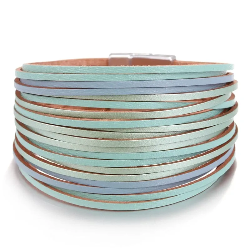 Boho Multilayer Mint Leather Bracelet