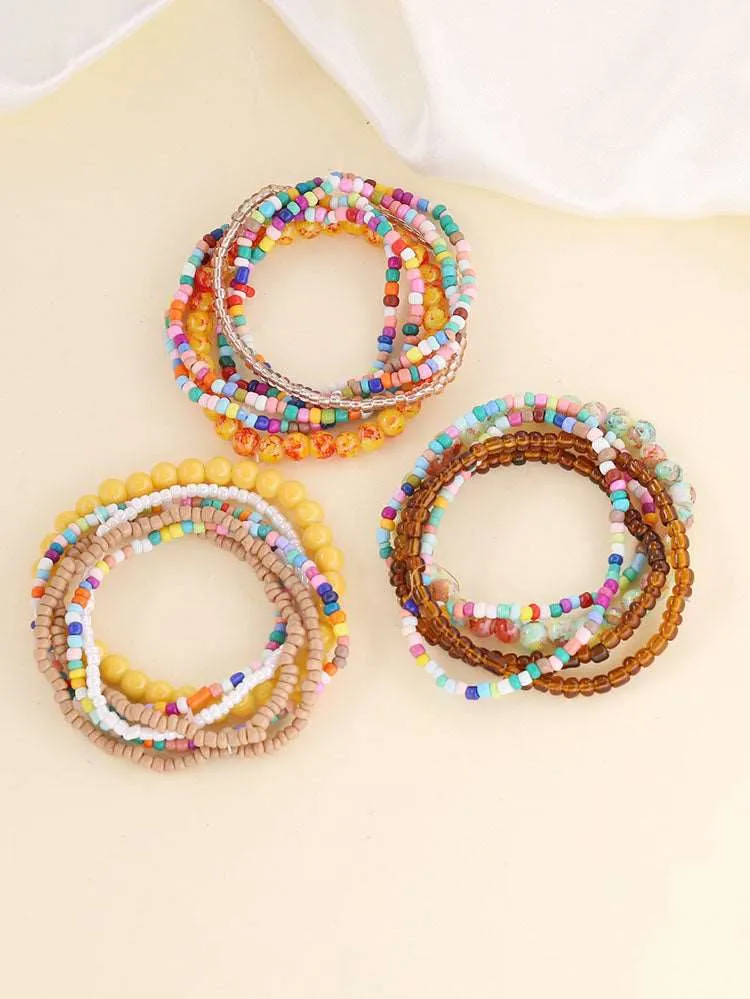 Boho Multilayer Multicolor Beads Bracelets Sets