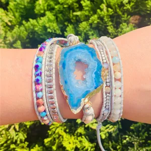 Boho Natural Stones Charm Wrap Bracelets