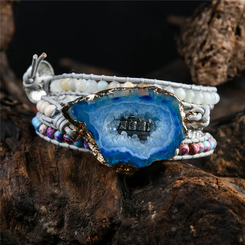Boho Natural Stones Charm Wrap Bracelets