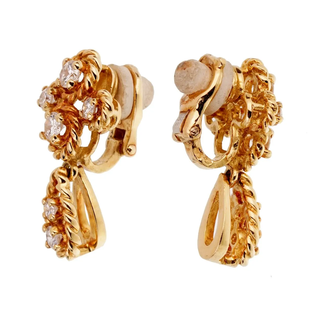Boucheron Vintage Diamond Yellow Gold Drop Earrings