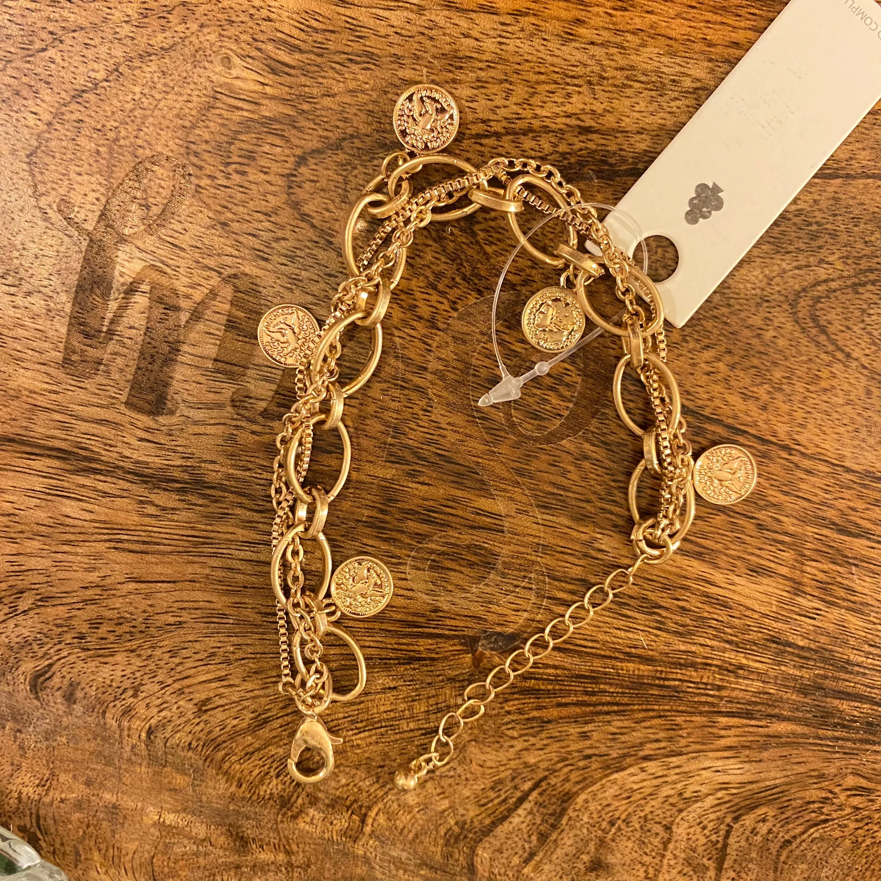 Bracelets - Worn Gold Bracelet 7.5 plus 2 extender with Claw Closure