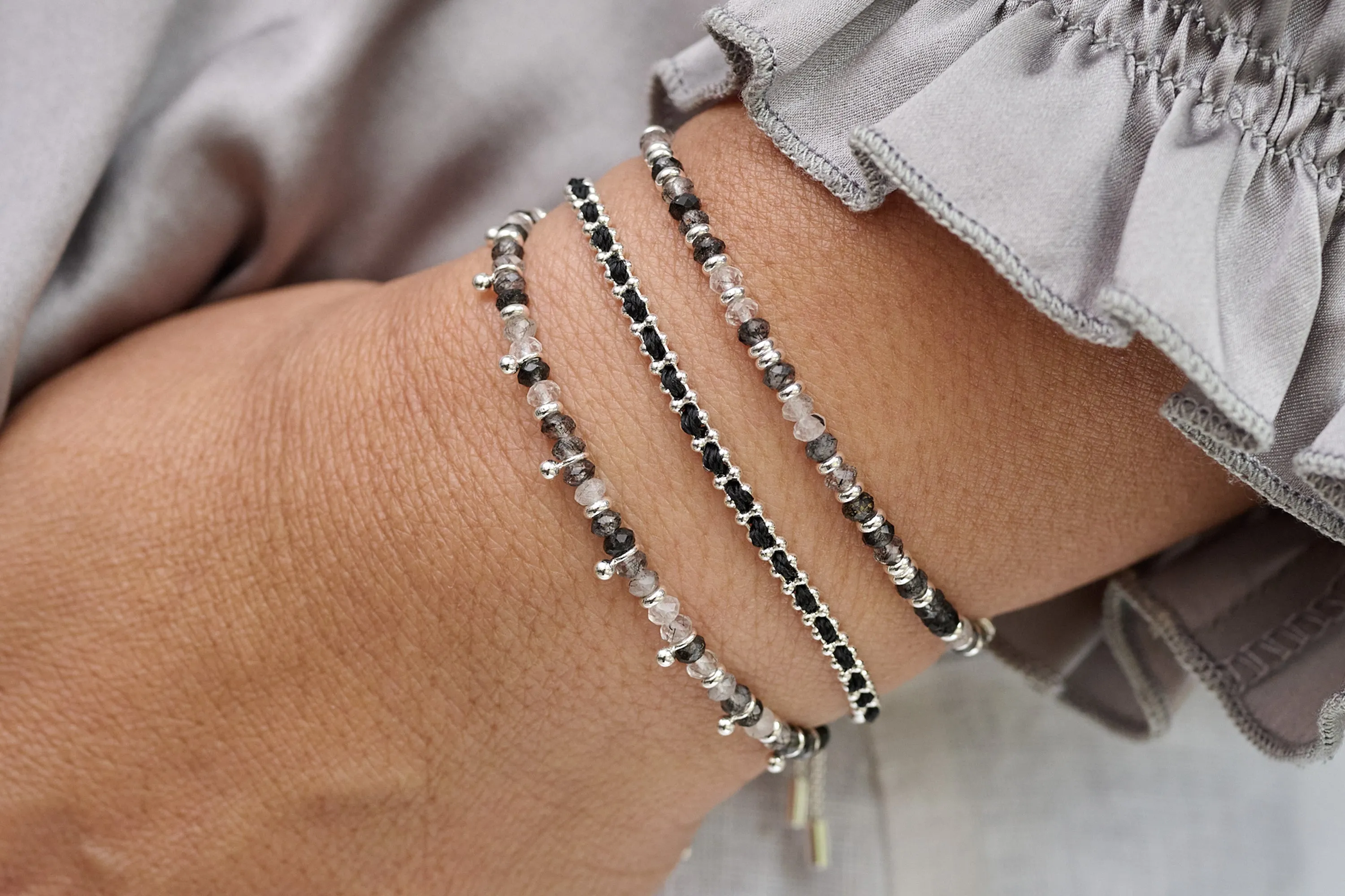 Braid Black Silver Bracelet