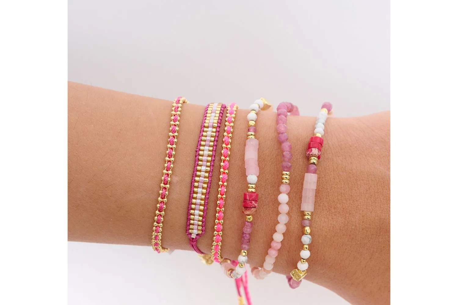 Braid Hot Pink Gold Bracelet
