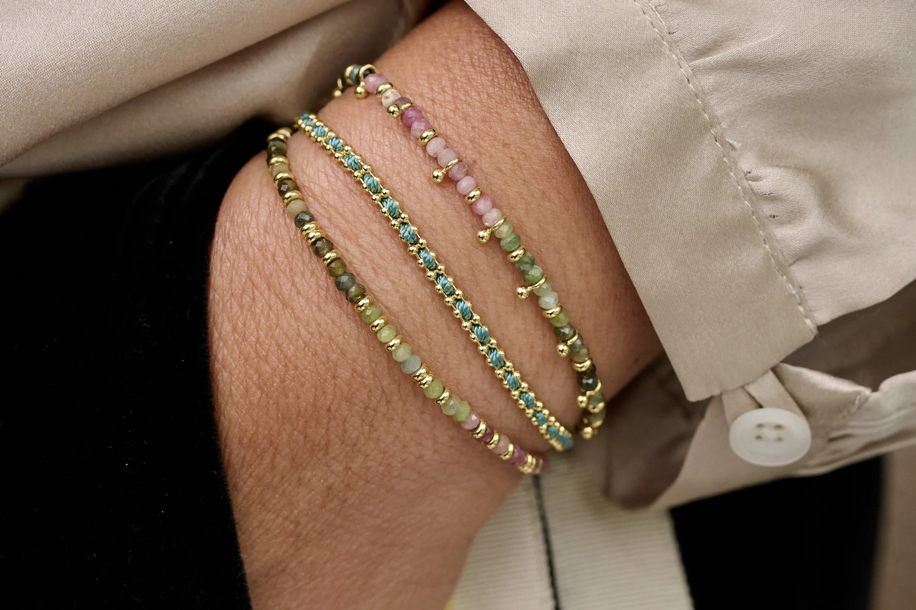 Braid Teal Gold Bracelet
