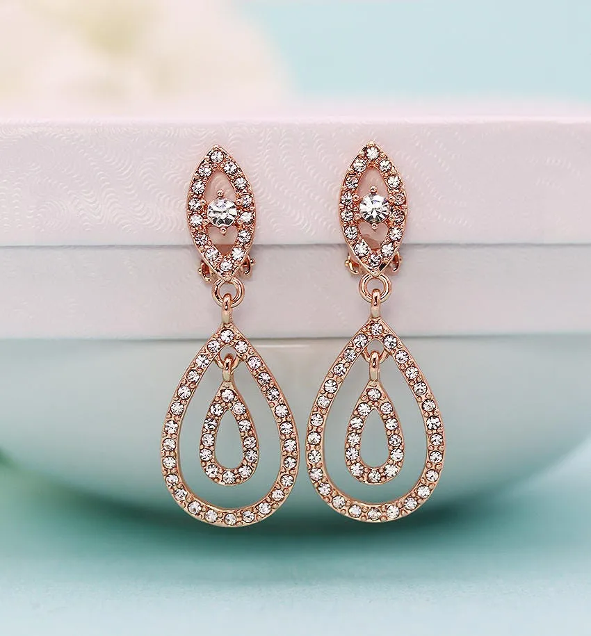 Bridget Crystal Clip On Earrings
