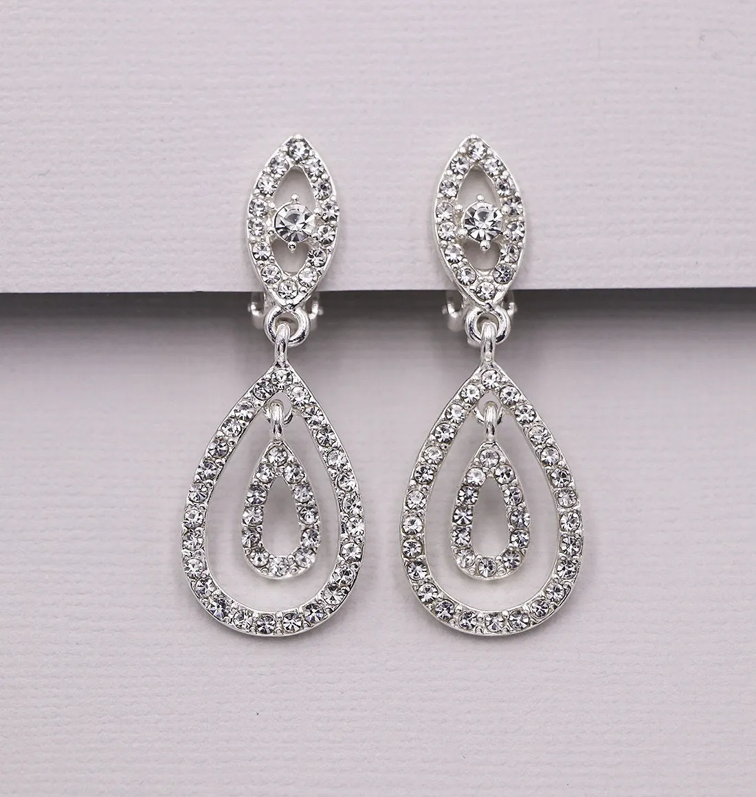 Bridget Crystal Clip On Earrings