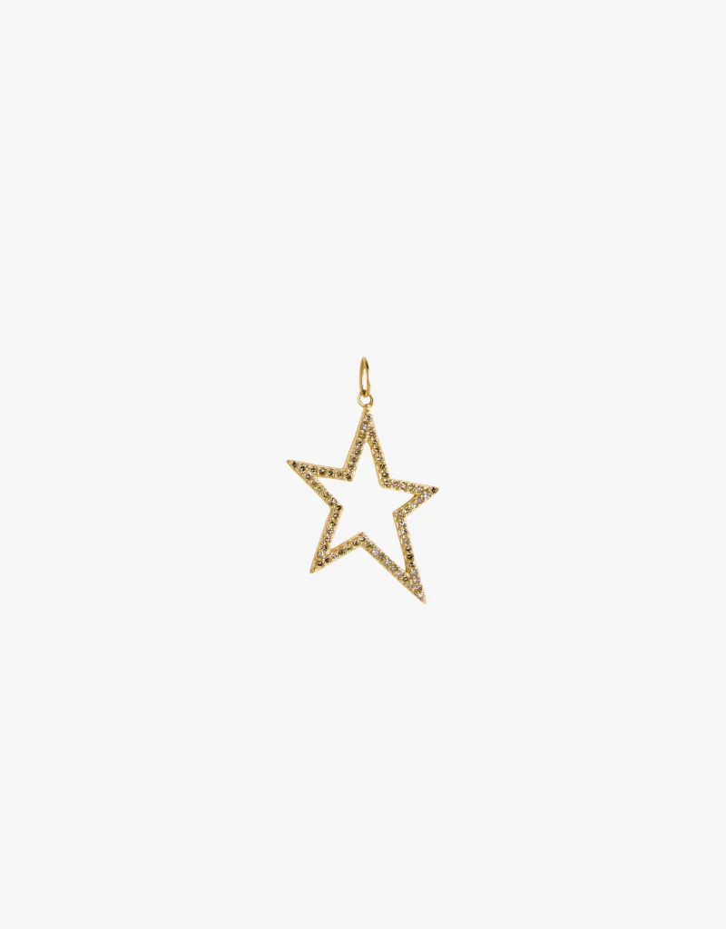 Bridget King Hollow Diamond Star Pendant in Yellow Gold