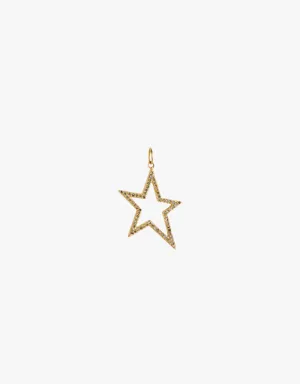 Bridget King Hollow Diamond Star Pendant in Yellow Gold