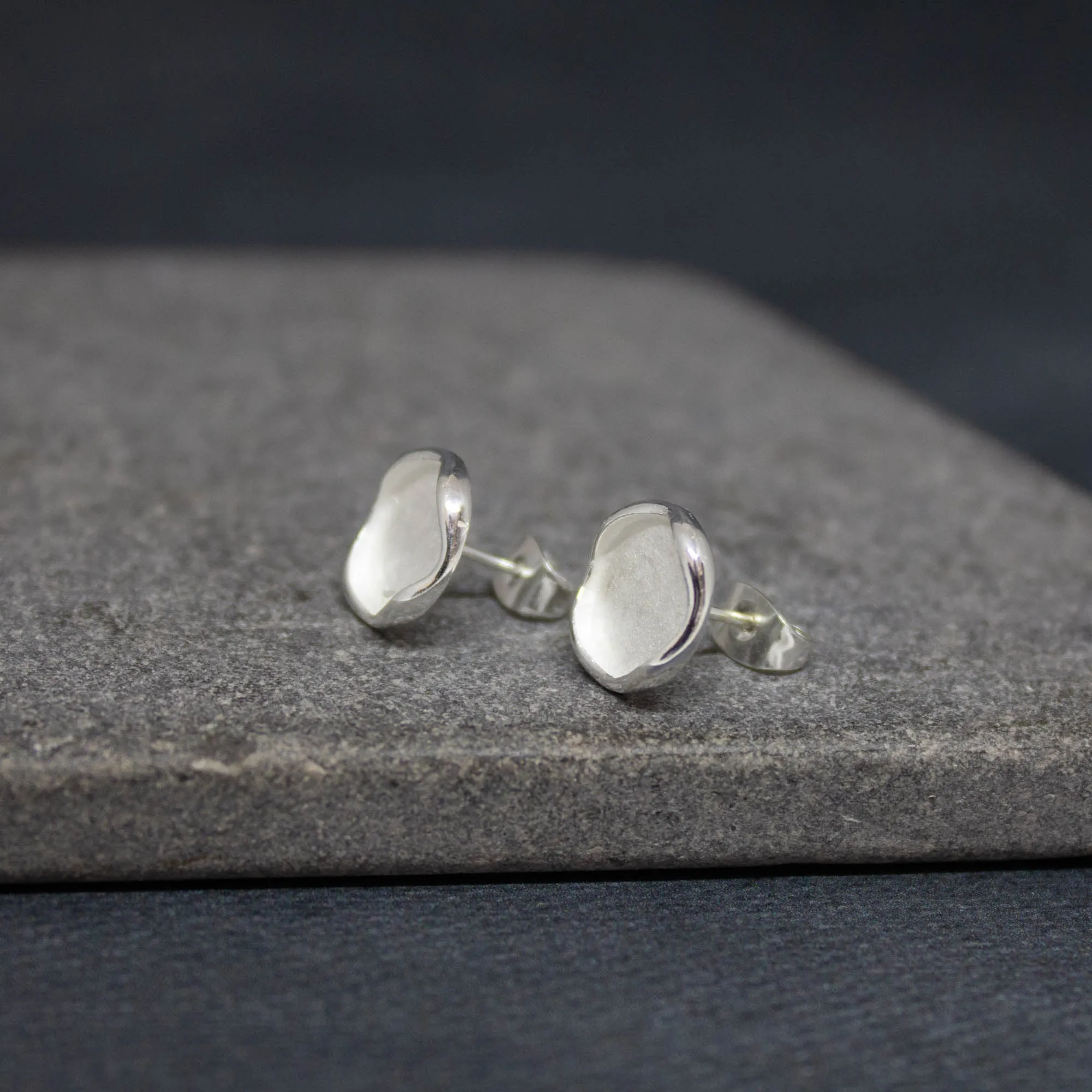 Brushed Organic Disc Studs