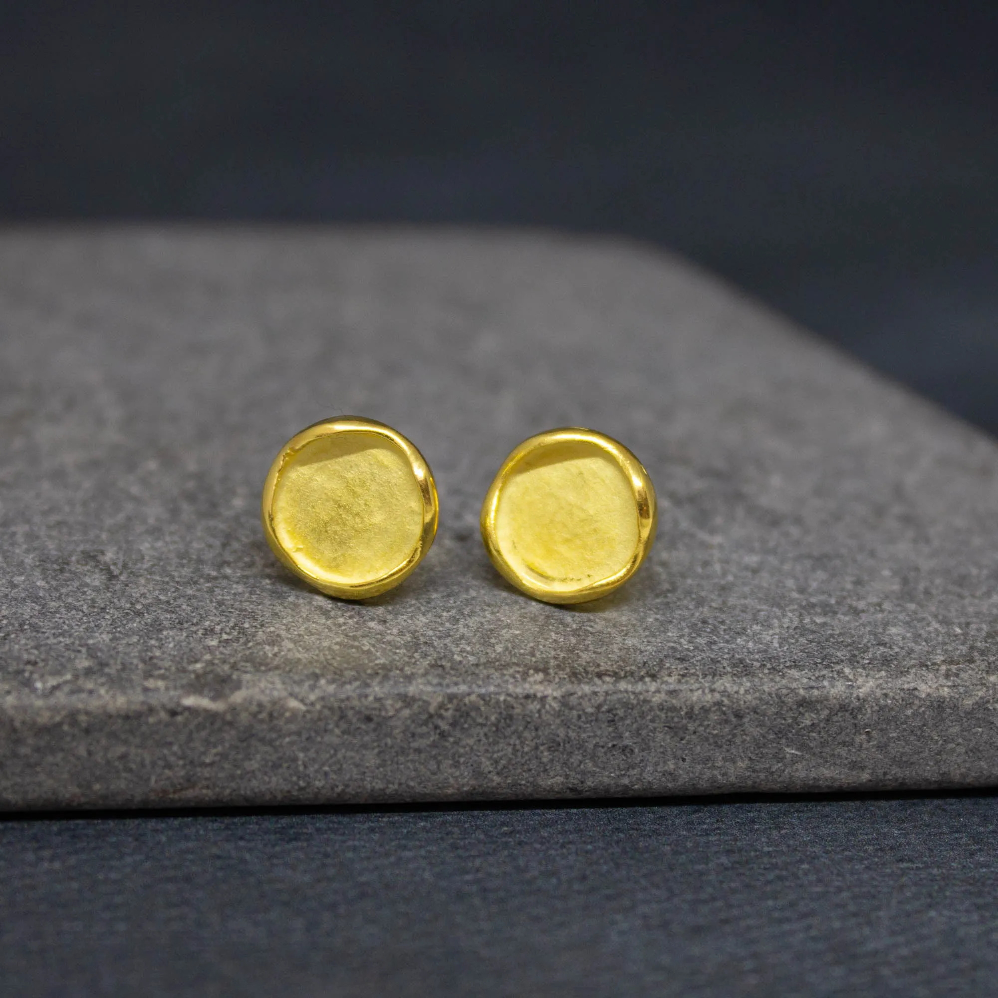 Brushed Organic Disc Studs