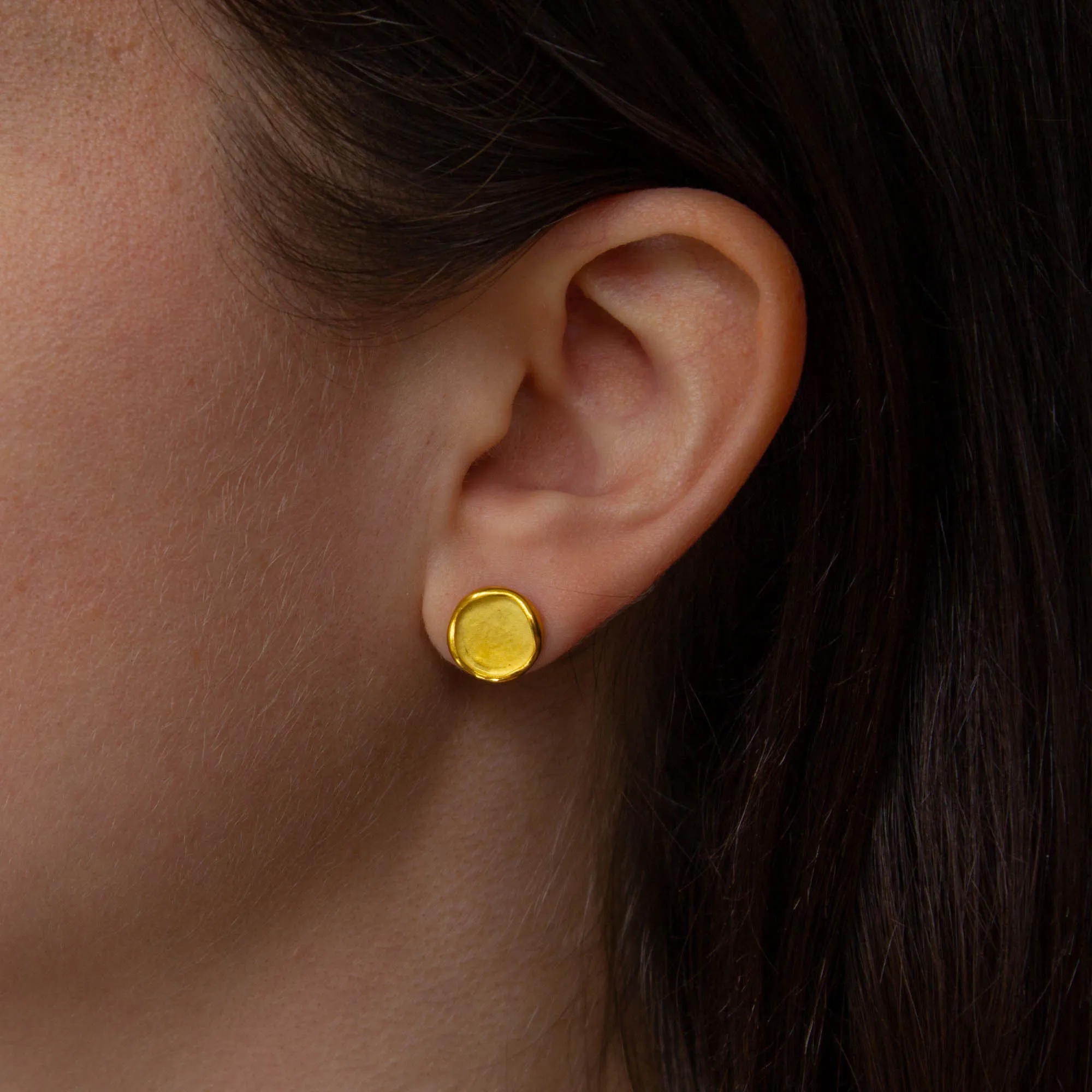 Brushed Organic Disc Studs