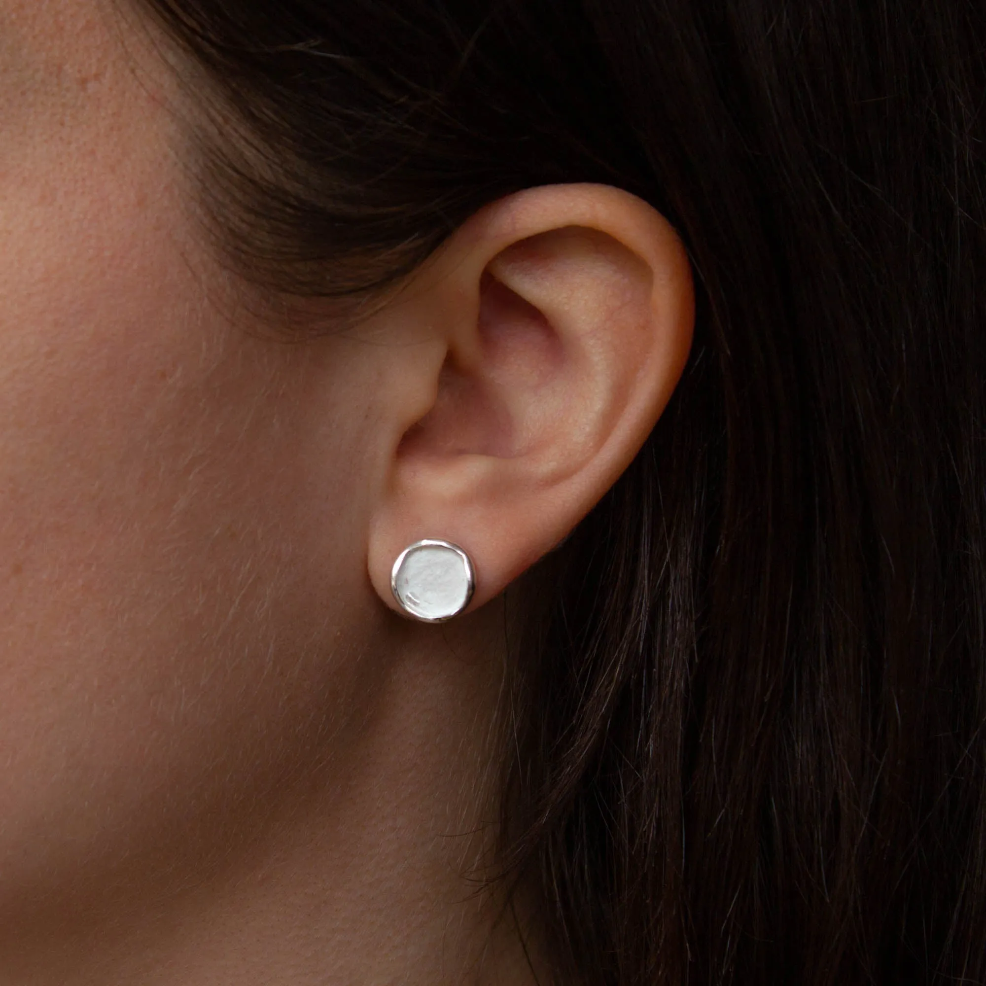 Brushed Organic Disc Studs