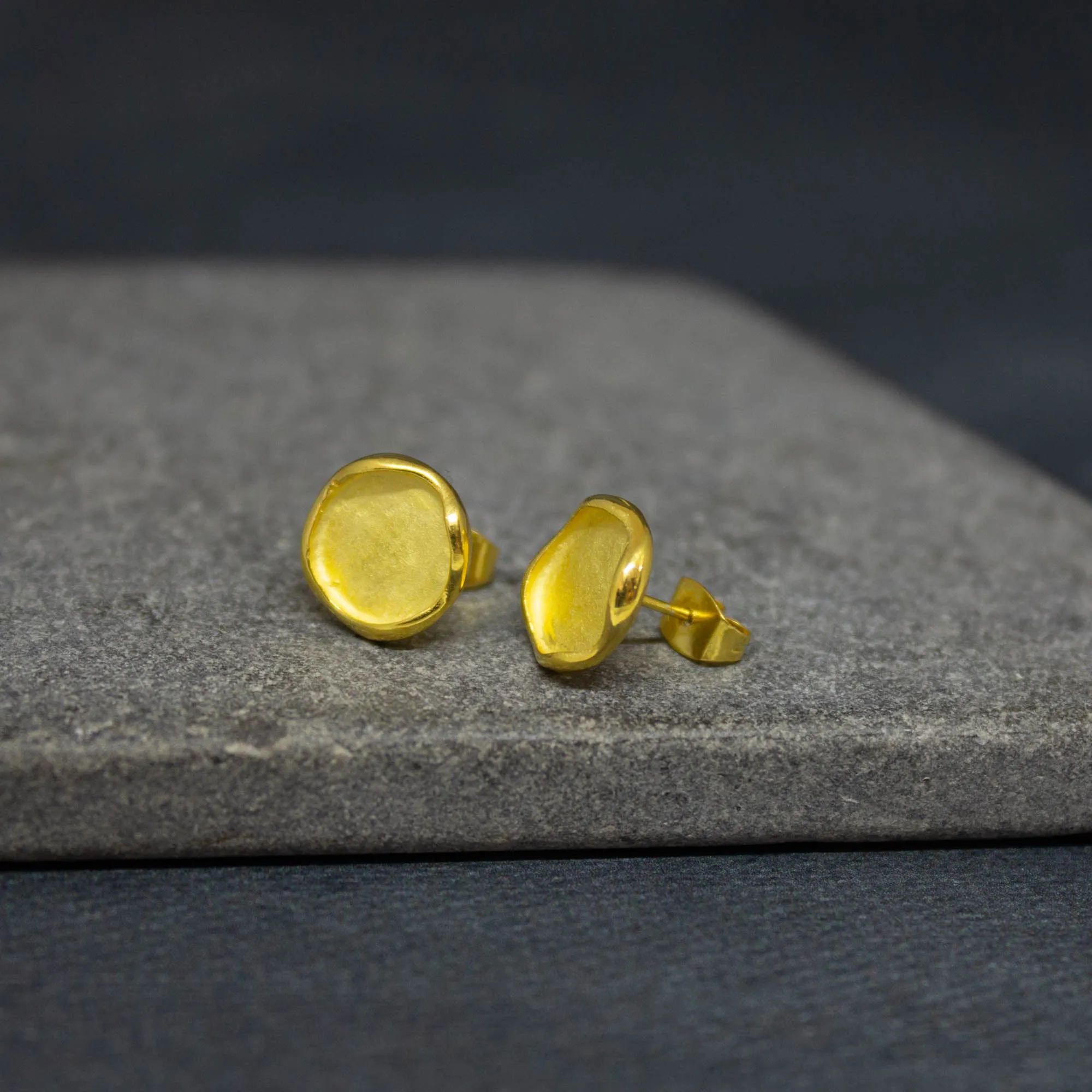 Brushed Organic Disc Studs
