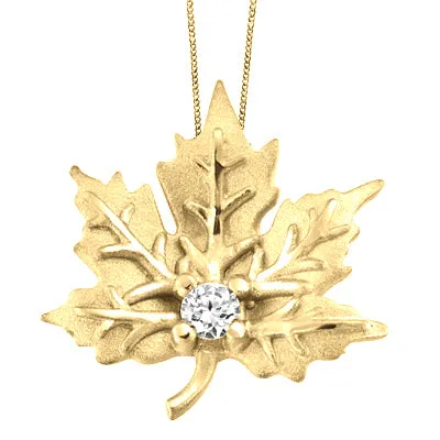 CANADIAN MAPLE LEAF DIAMOND PENDANT