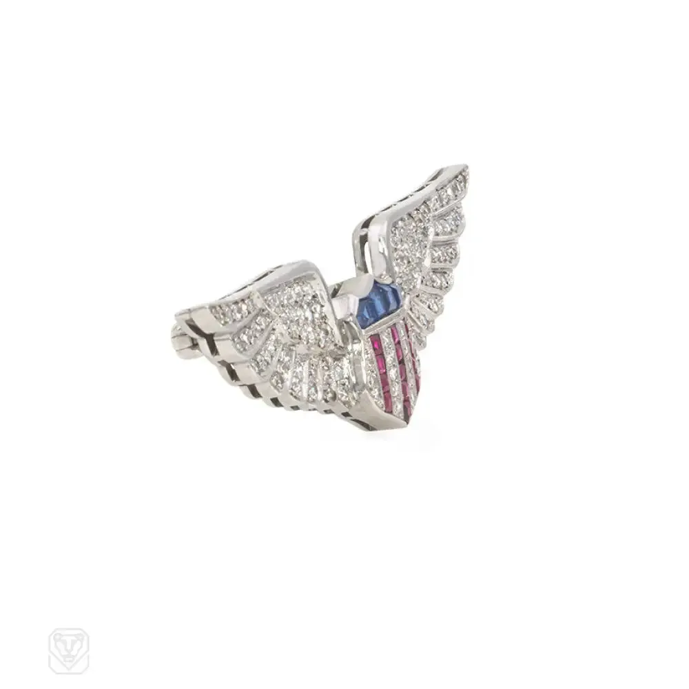 Cartier 1940s multi-gem patriotic brooch