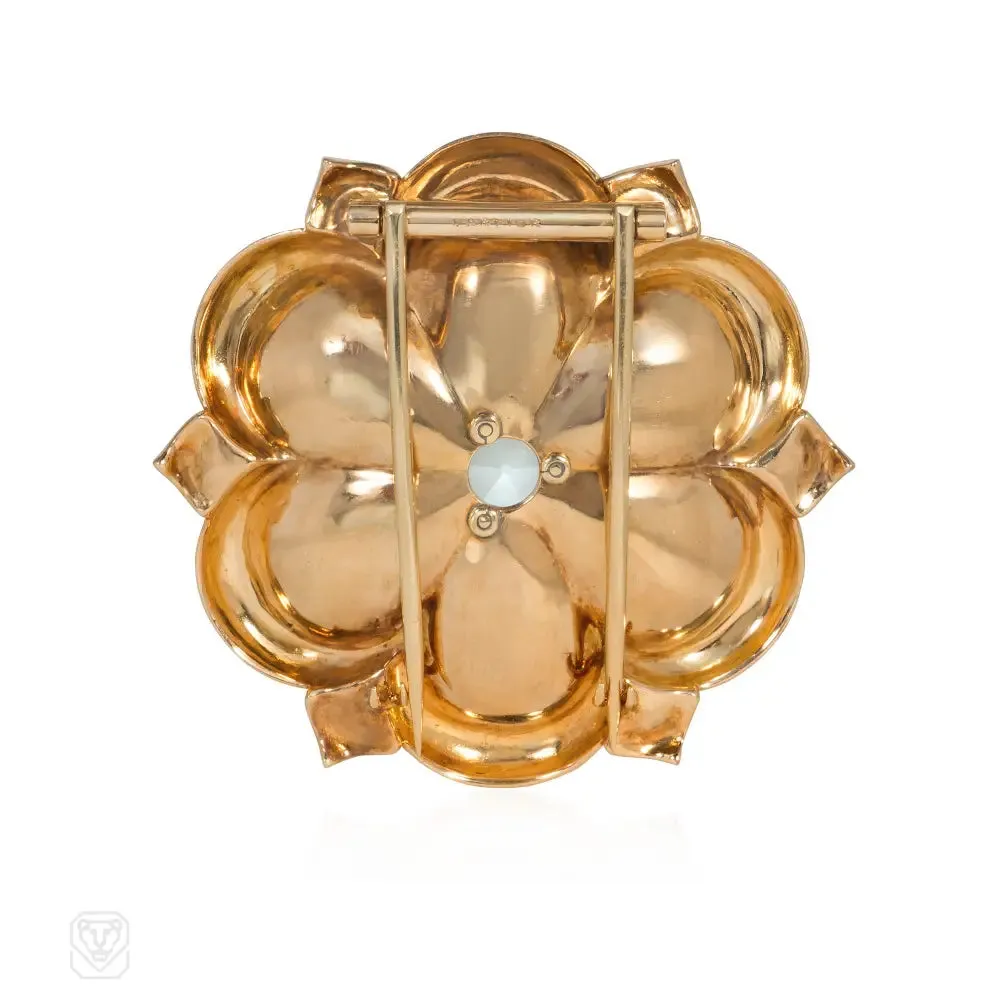 Cartier Retro gold and aquamarine reflections brooch