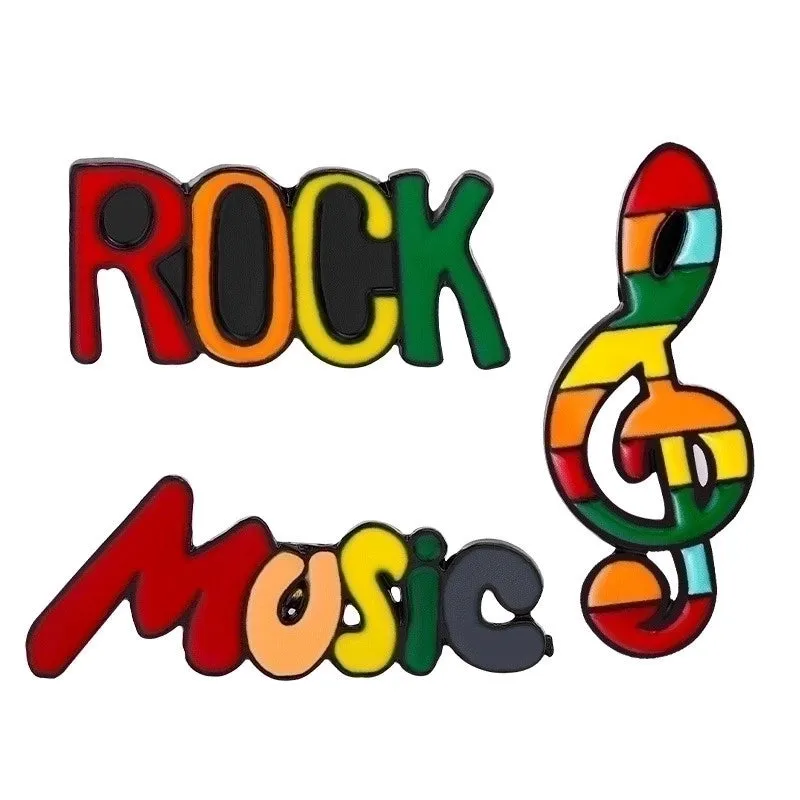 Cartoon Style Retro Guitar Notes Alloy Stamping Stoving Varnish Plating Kid's Brooches