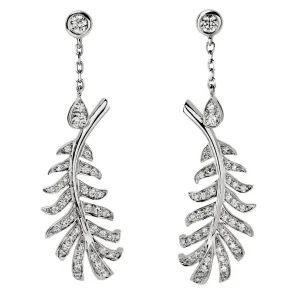 Chanel Plume Diamond Feather Drop White Gold Earrings