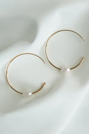 Charlize Gold Hoop Earring - Gold/Ivory